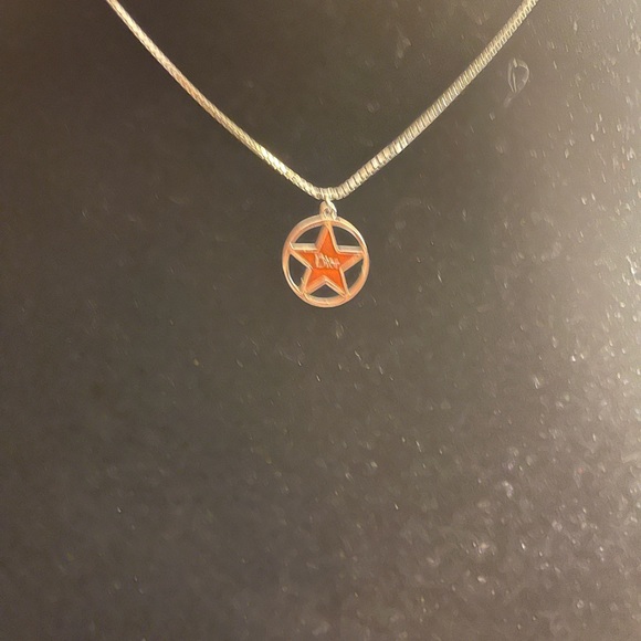 Dior Silver Tone Necklace with Red Star Pendant-Preowned - Picture 3 of 7